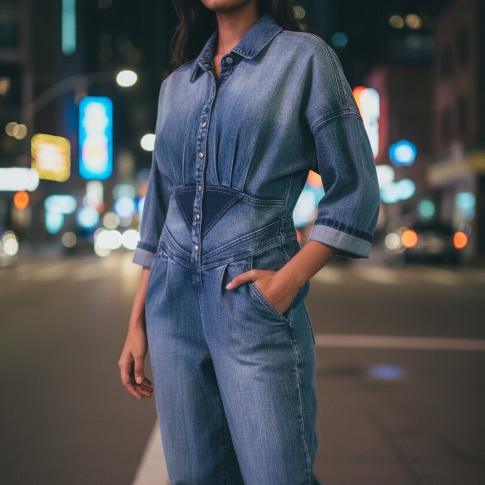 VENUS Blue Denim Jumpsuit size 6